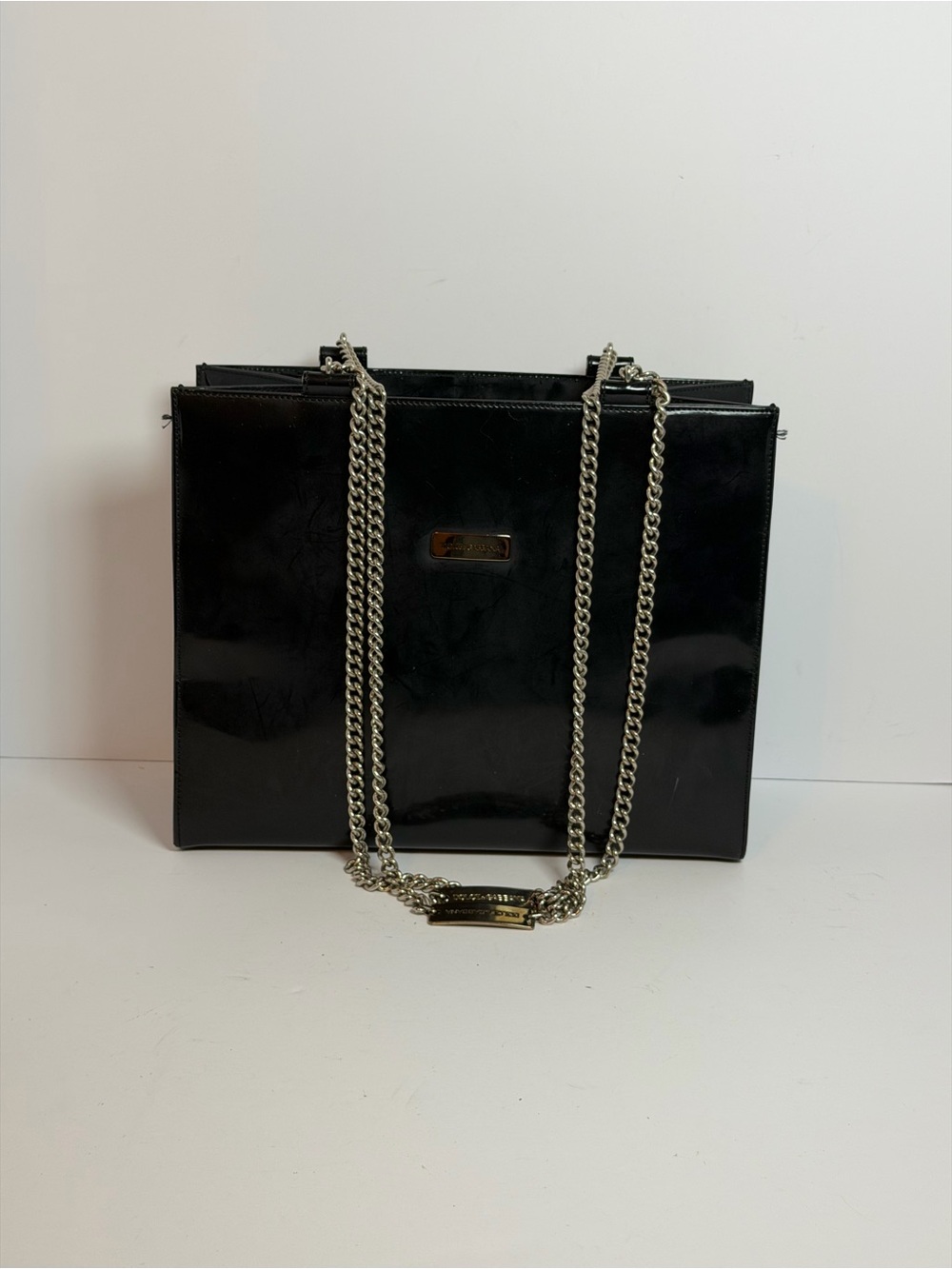Vintage Dolce & Gabbana Fall/Winter 1995 Runway ID Bar Logo Chain Bag